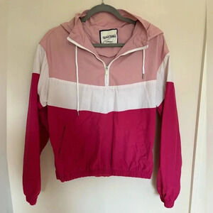 Reserve Fairfax Jacket Women’s M Pink White color block 3/4 zip windbreaker